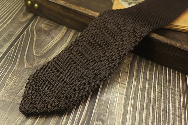 Fashion Solid Color Neckties For Men Women Casual Knitted Neck Ties 7cm Width Brown Orange Tie Daily Wear JK Accessories Cravat