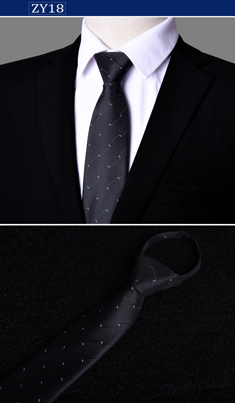 NEW Paisley Zipper Ties for Men 7CM Skinny Neck Tie Solid Striped Neckties Men's Automatic Zipper Tie Blue Lazy Ties