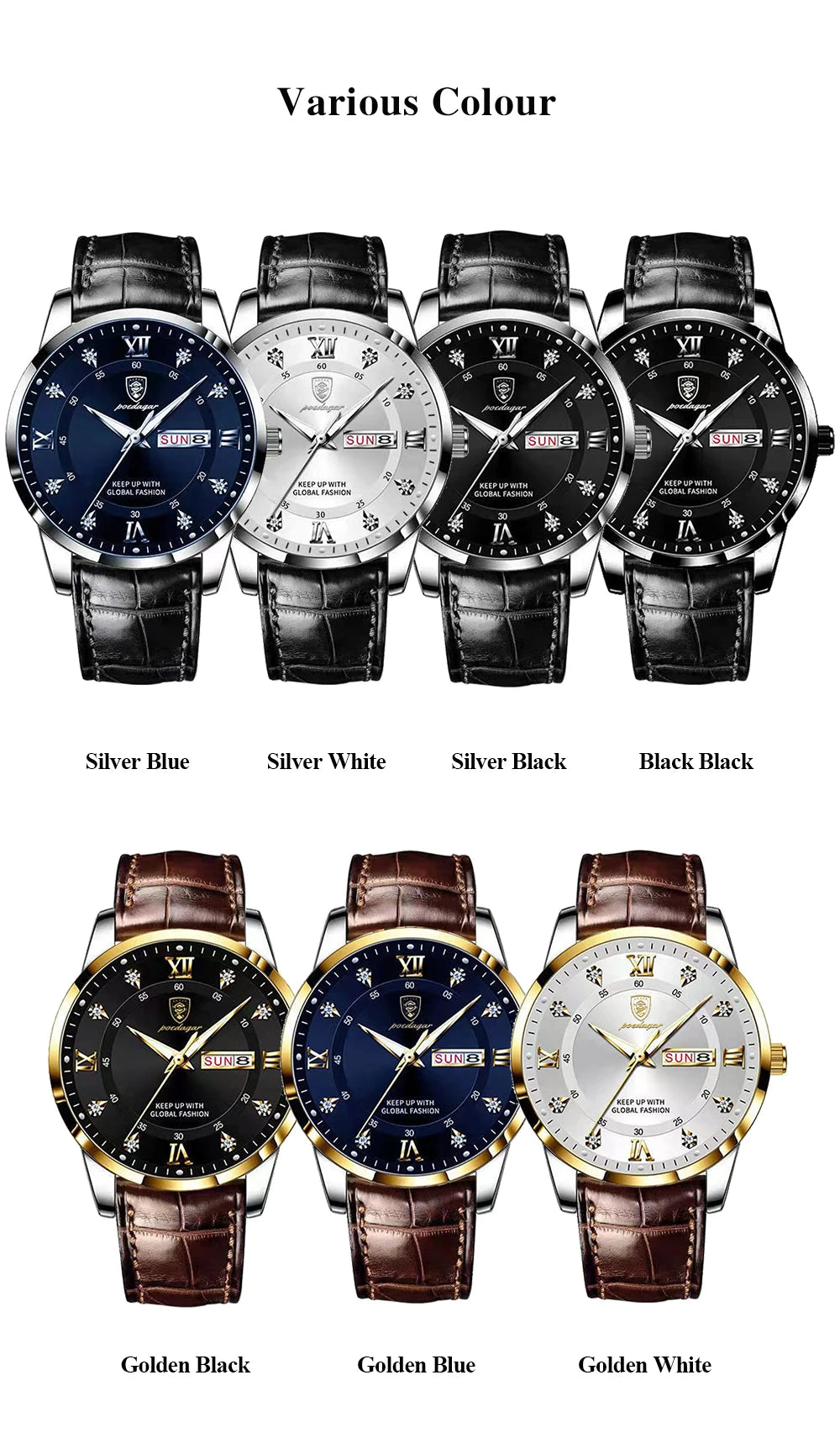 POEDAGAR Luxury Brand Men Watches Waterproof Luminous Leather Quartz Man Wristwatch Casual Sports Military Watch For Men relogio