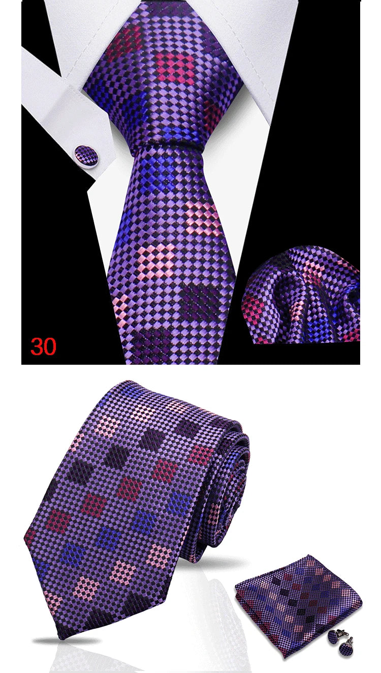 HUISHI 3-Pieces Blue Business Men's Tie Set Handmade NeckTie Men Formal Luxury Wedding High Quality Gravata Suit Accessories