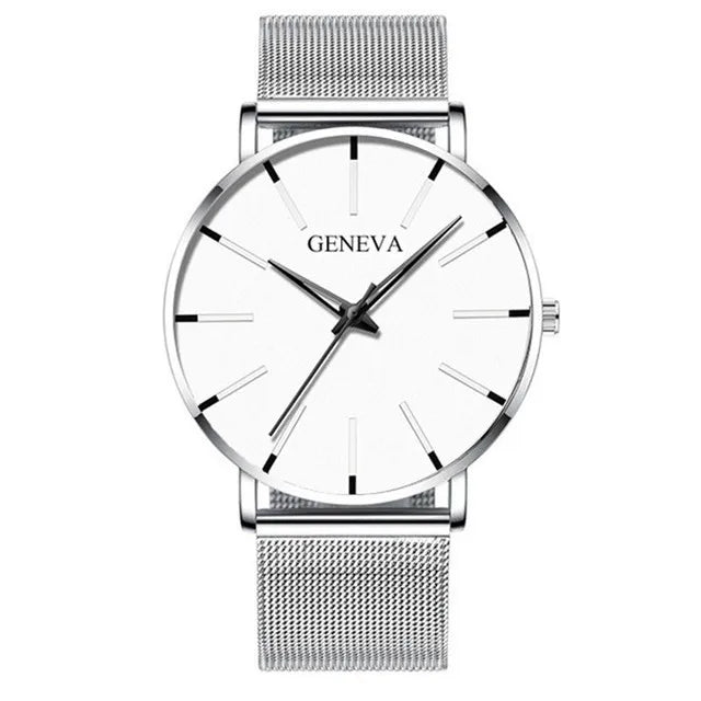 Minimalist Mens Fashion Ultra Thin Watches Simple Men Business Stainless Steel Mesh Belt Quartz Wrist Watch Relogio Masculino