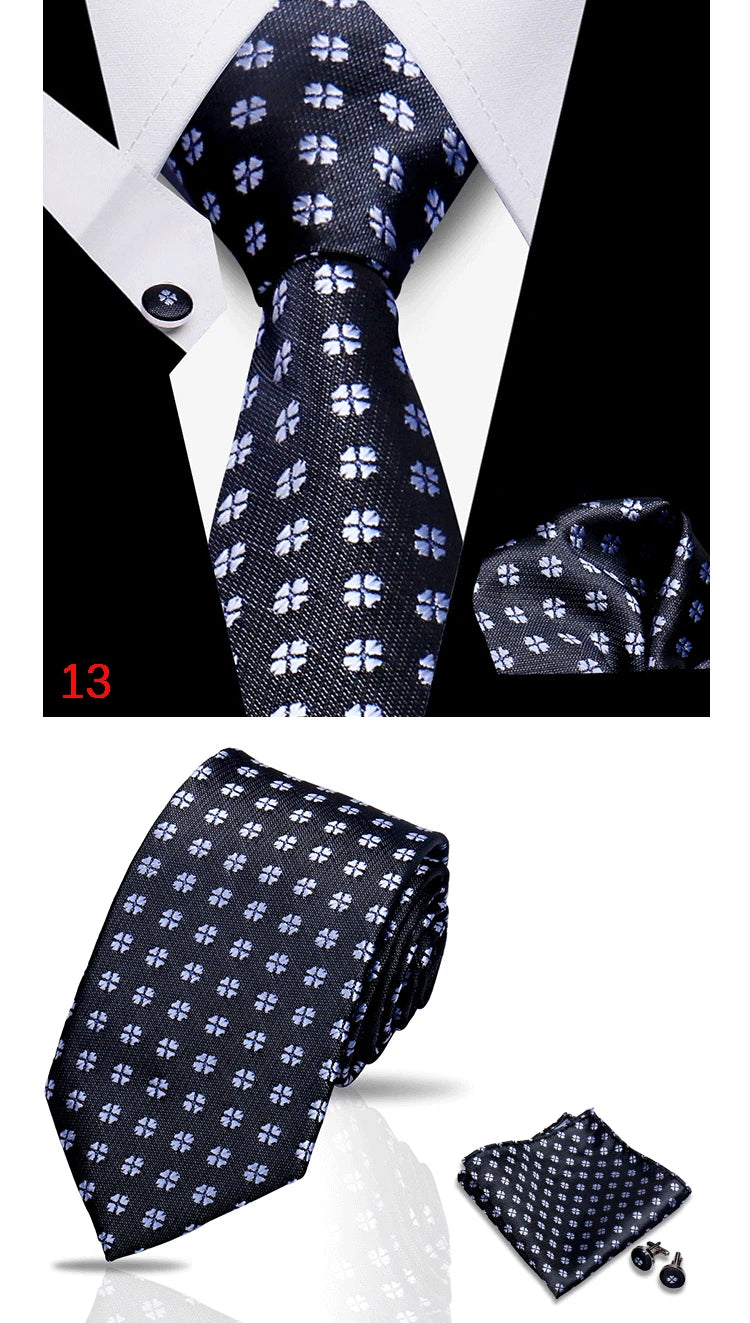HUISHI 3-Pieces Blue Business Men's Tie Set Handmade NeckTie Men Formal Luxury Wedding High Quality Gravata Suit Accessories
