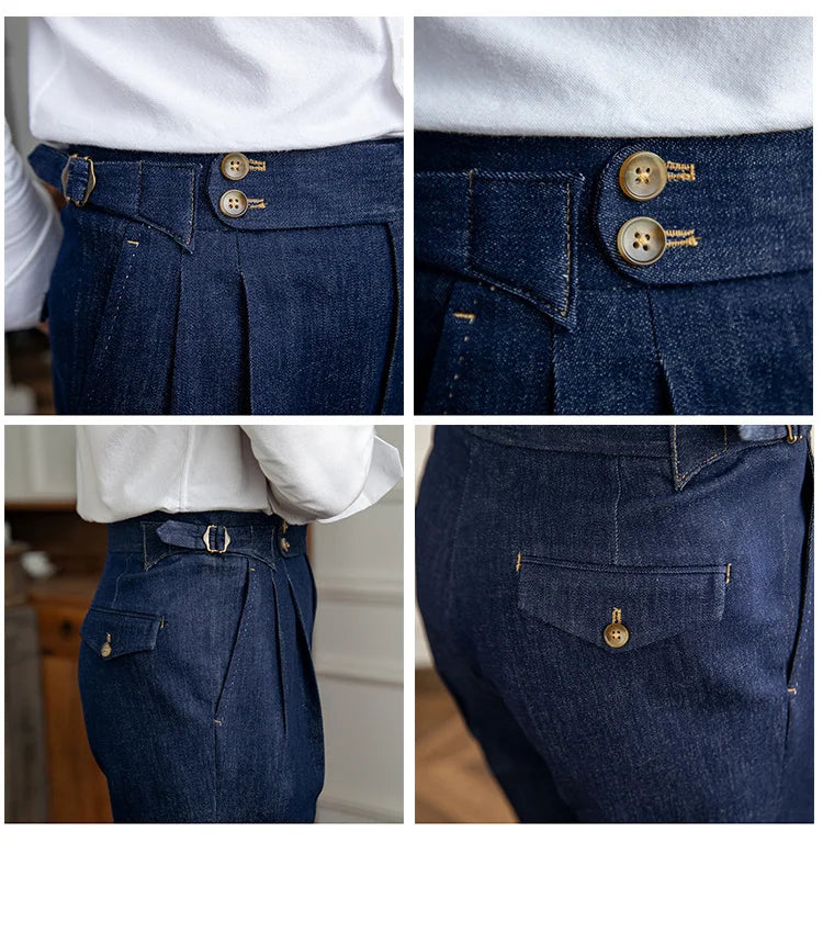 High Quality Italy Business Dress Pants Men  Office Social Suit Pants Casual Wedding Groom Trouser Pantaloni Uomo Casual Blue