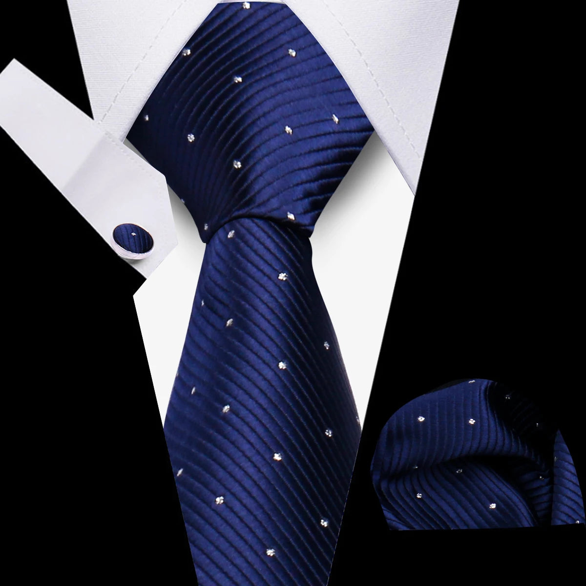 HUISHI 3-Pieces Blue Business Men's Tie Set Handmade NeckTie Men Formal Luxury Wedding High Quality Gravata Suit Accessories