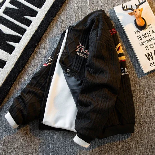 Heavy Retro American Vibe Style Baseball Jacket Men 2023 Winter Trendy Brand Bomber Jacket Winter Wear Jackets  Coats
