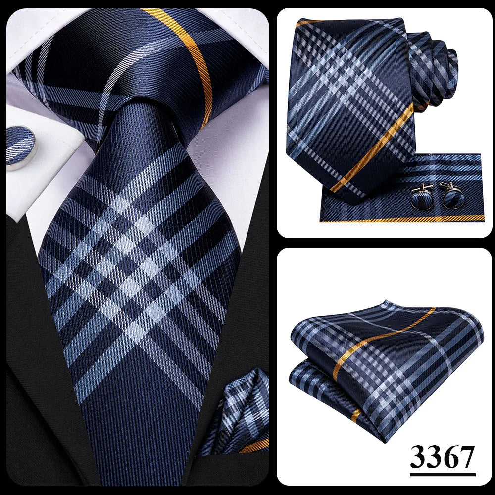 Hi-Tie 100% Silk Luxury Mens Ties Floral Black Gold Ties Paisley NeckTie Pocket Square Cufflinks Set Men's Wedding Party Tie