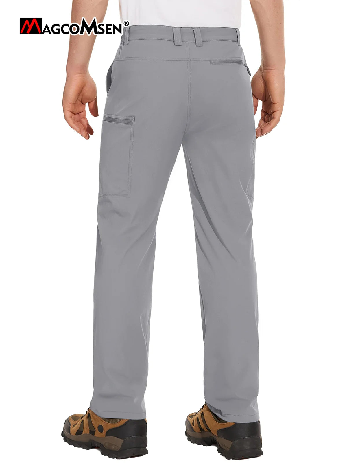 MAGCOMSEN Men's Waterproof Hiking Pants with Multi-pockets Ripstop Hard-wearing Quick Dry Casual Cargo Straight Working Pants