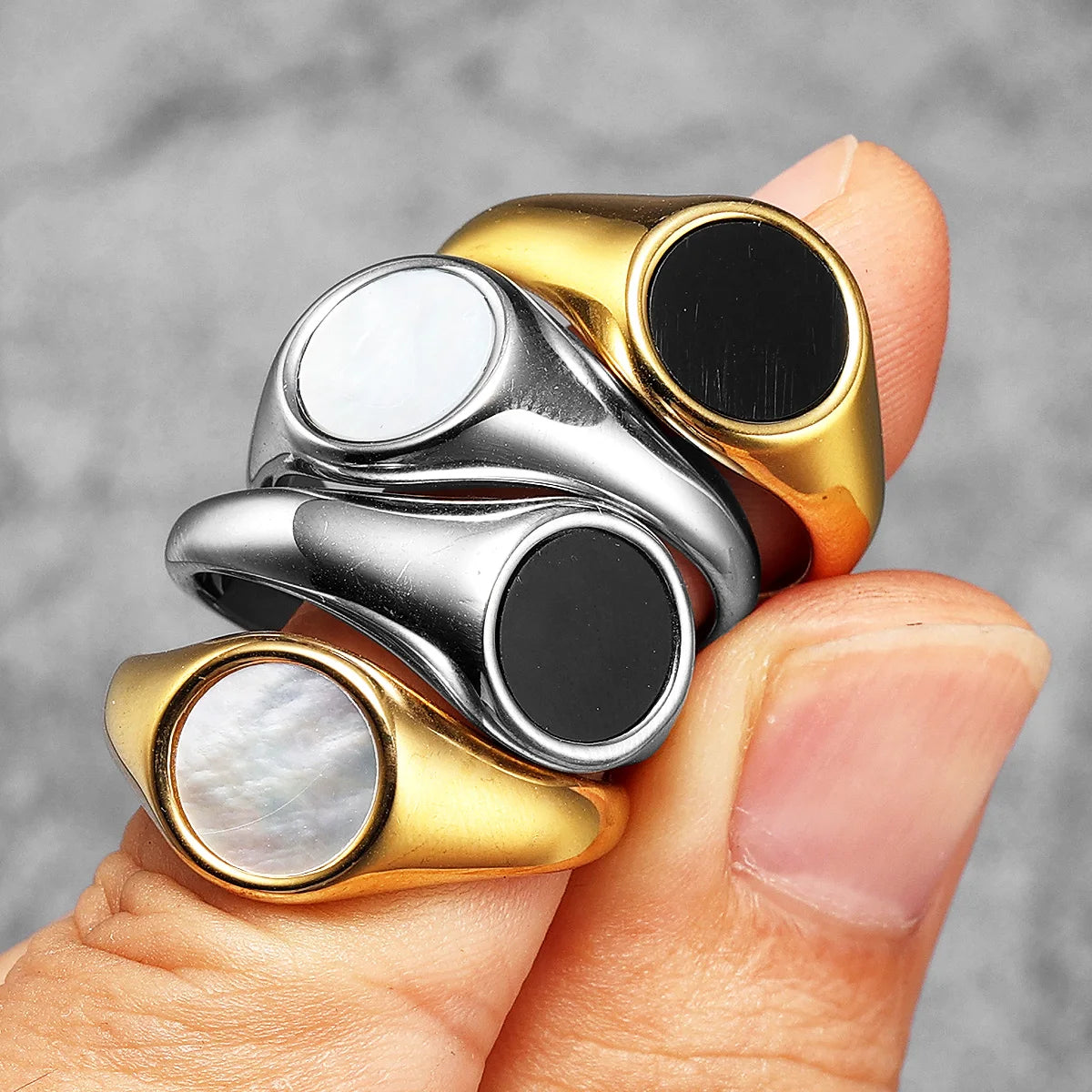 Luxury Aesthetic Shell Men Rings Stainless Steel Women Jewelry Simple Punk Rock Cool Stuff Fashion Accessories Gift Wholesale