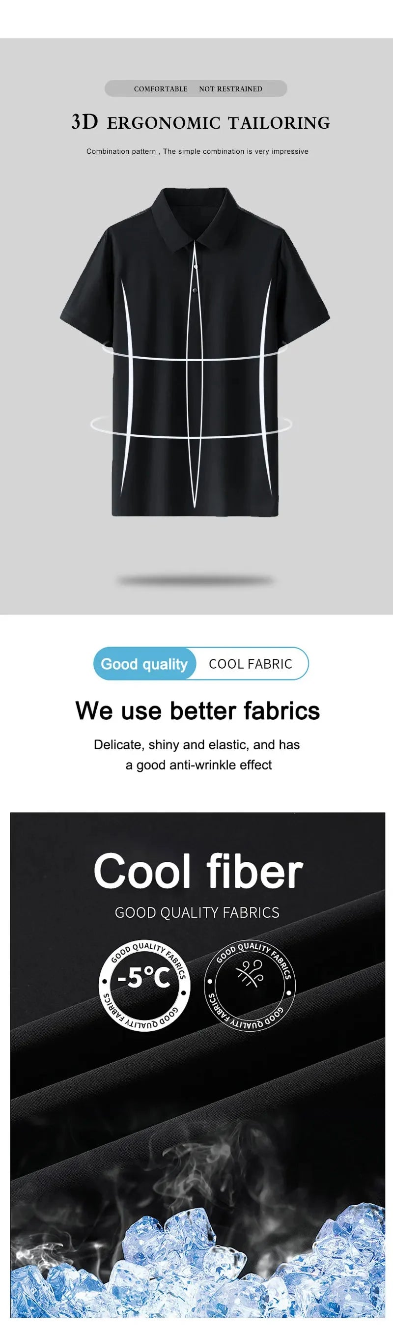 Summer Ice Silk Polo Shirt High-End T-Shirt Solid Color New Half Sleeve Non-Marking Casual Lapels Business Thin Menswear