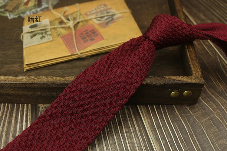 Fashion Solid Color Neckties For Men Women Casual Knitted Neck Ties 7cm Width Brown Orange Tie Daily Wear JK Accessories Cravat