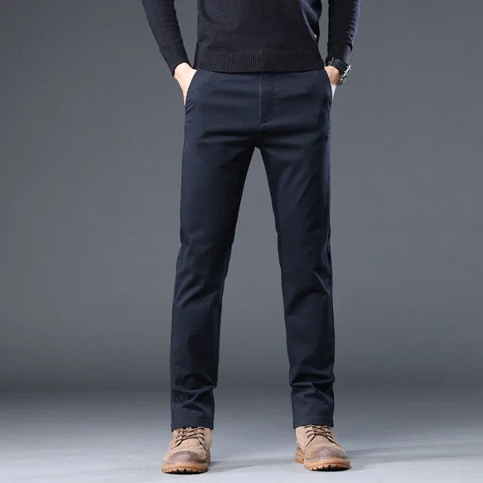 98%Cotton Autumn New Men's Business Casual Pants No-iron Straight Elastic Fashion  Trousers Classic Male Baggy Pants 4 Colors