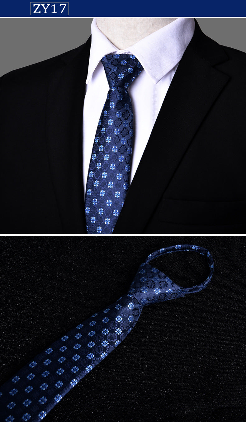 NEW Paisley Zipper Ties for Men 7CM Skinny Neck Tie Solid Striped Neckties Men's Automatic Zipper Tie Blue Lazy Ties