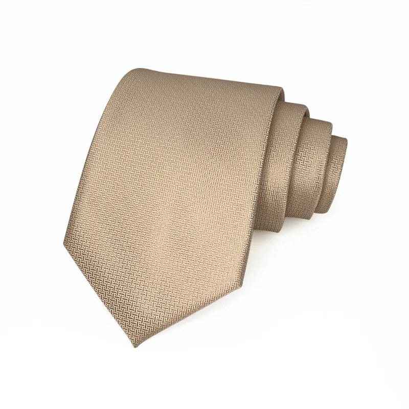 8cm Width Solid Color Dark Striped Neck Ties For Men Trendy Gentlemen Formal Brown Wine Necktie Wedding Party Suit Tuxedo Cravat